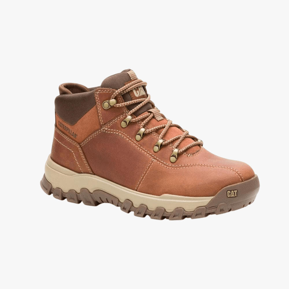 Caterpillar Mens Threshold Rebound Trek Mid Boot Leather Brown | Caterpillar