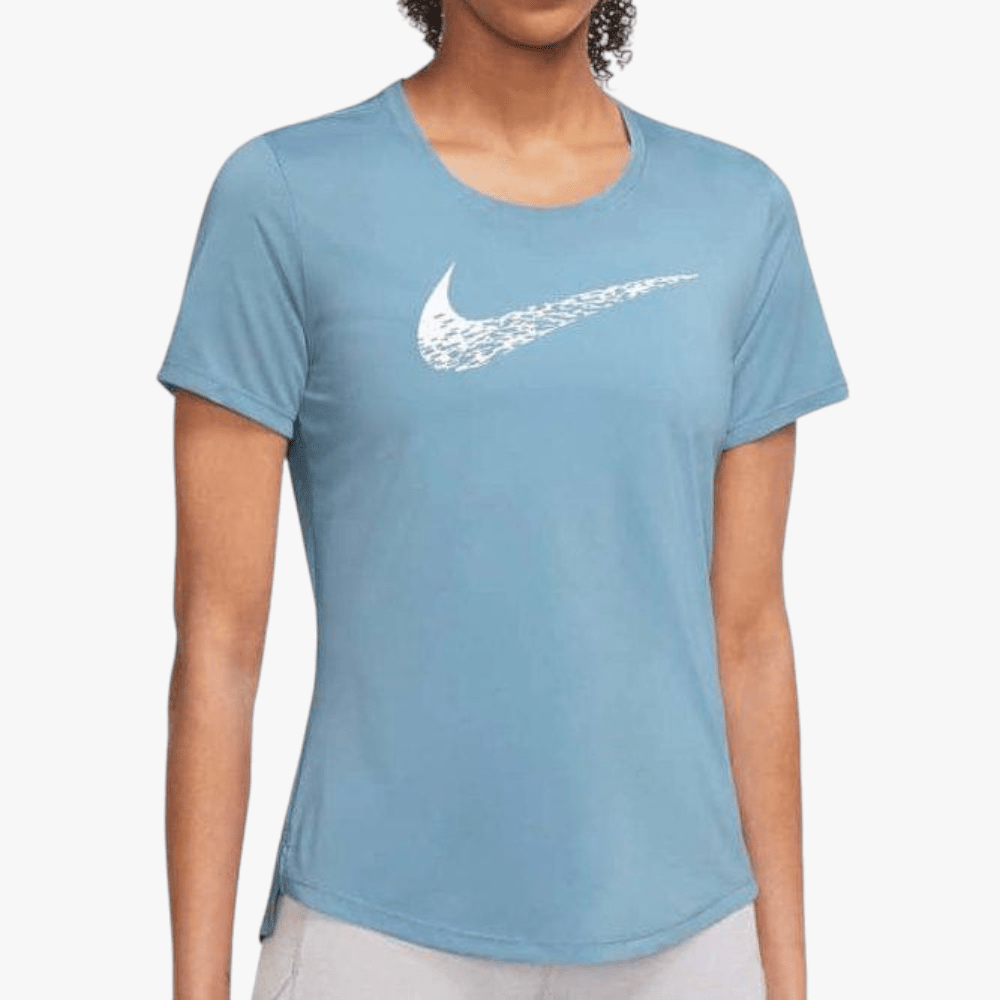 Nike Womens Swoosh Run Short Sleeve Running Top Blue Nike