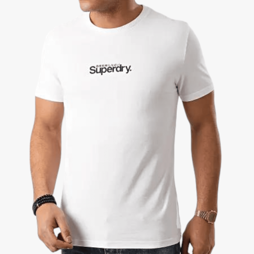 Superdry Mens Essential Core Logo Short Sleeve Tee White Superdry