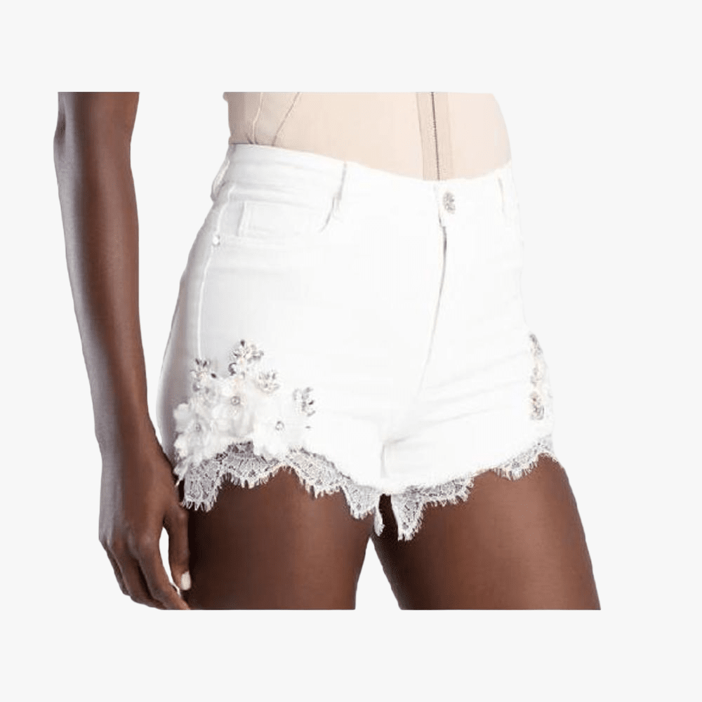 Sissy Boy High Waist Shorts With Hem Detail White | Sissy Boy