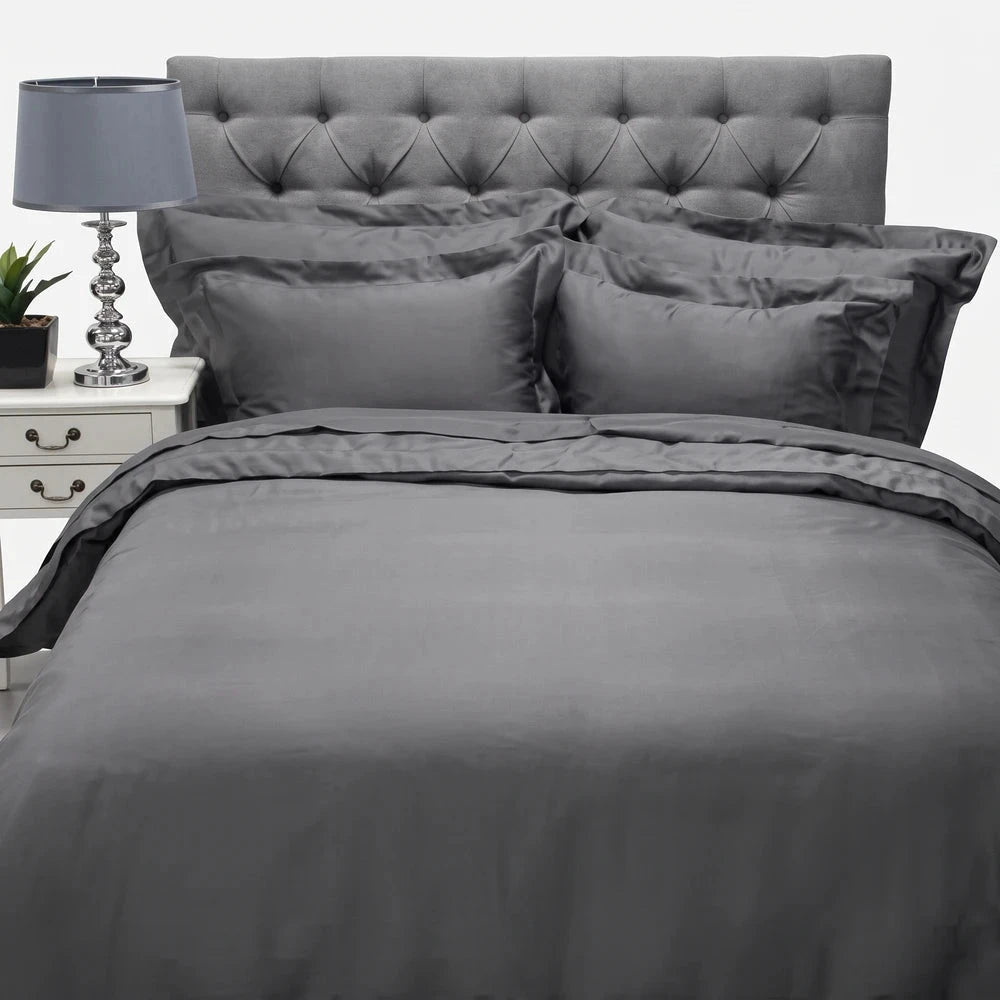 Cotton Co Oxford 400 Thread Super King Flat Sheet 270X300 Black | Cotton Co