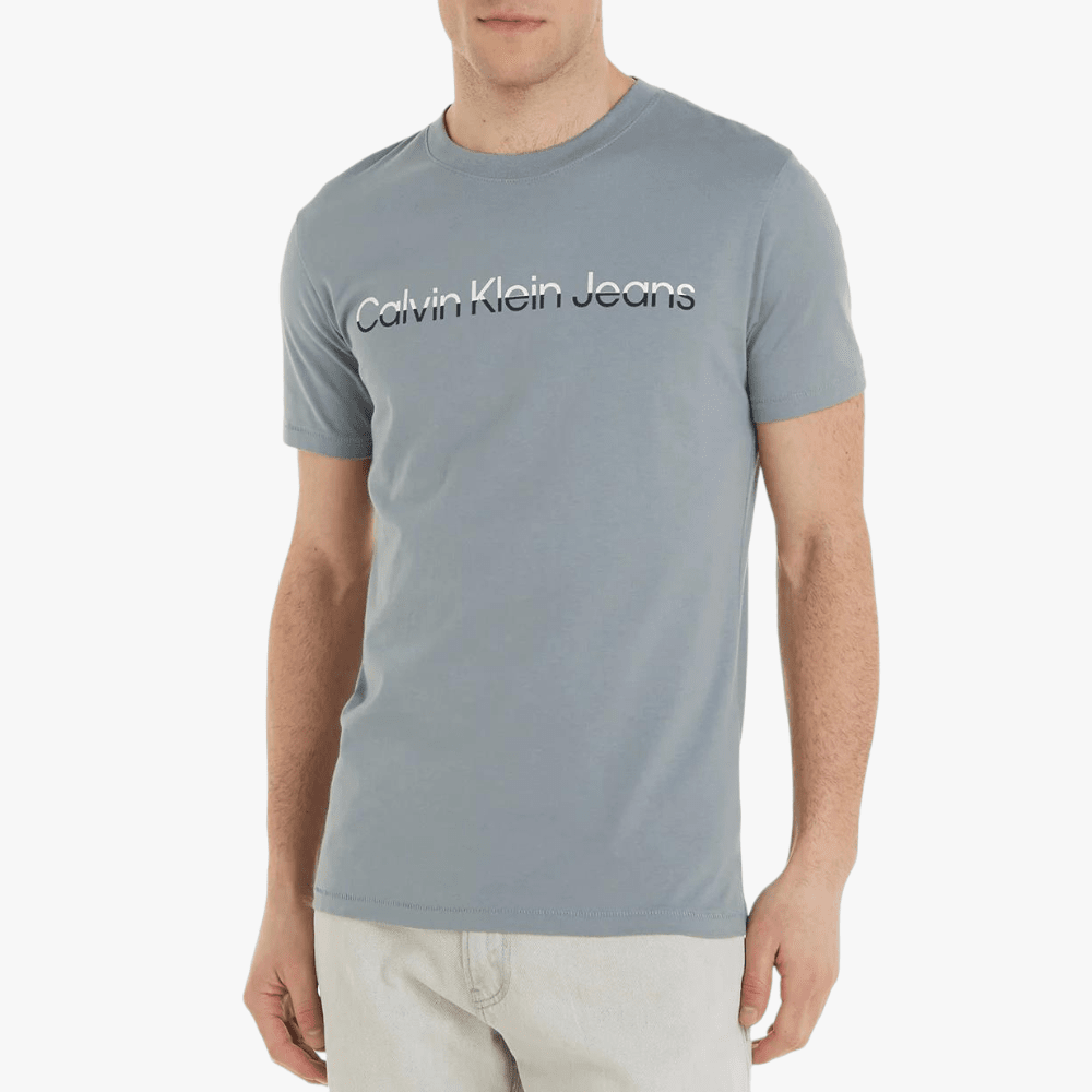 Calvin Klein Mens Ck Mixed Institutional Short Sleeve Tee Grey Calvin Klein