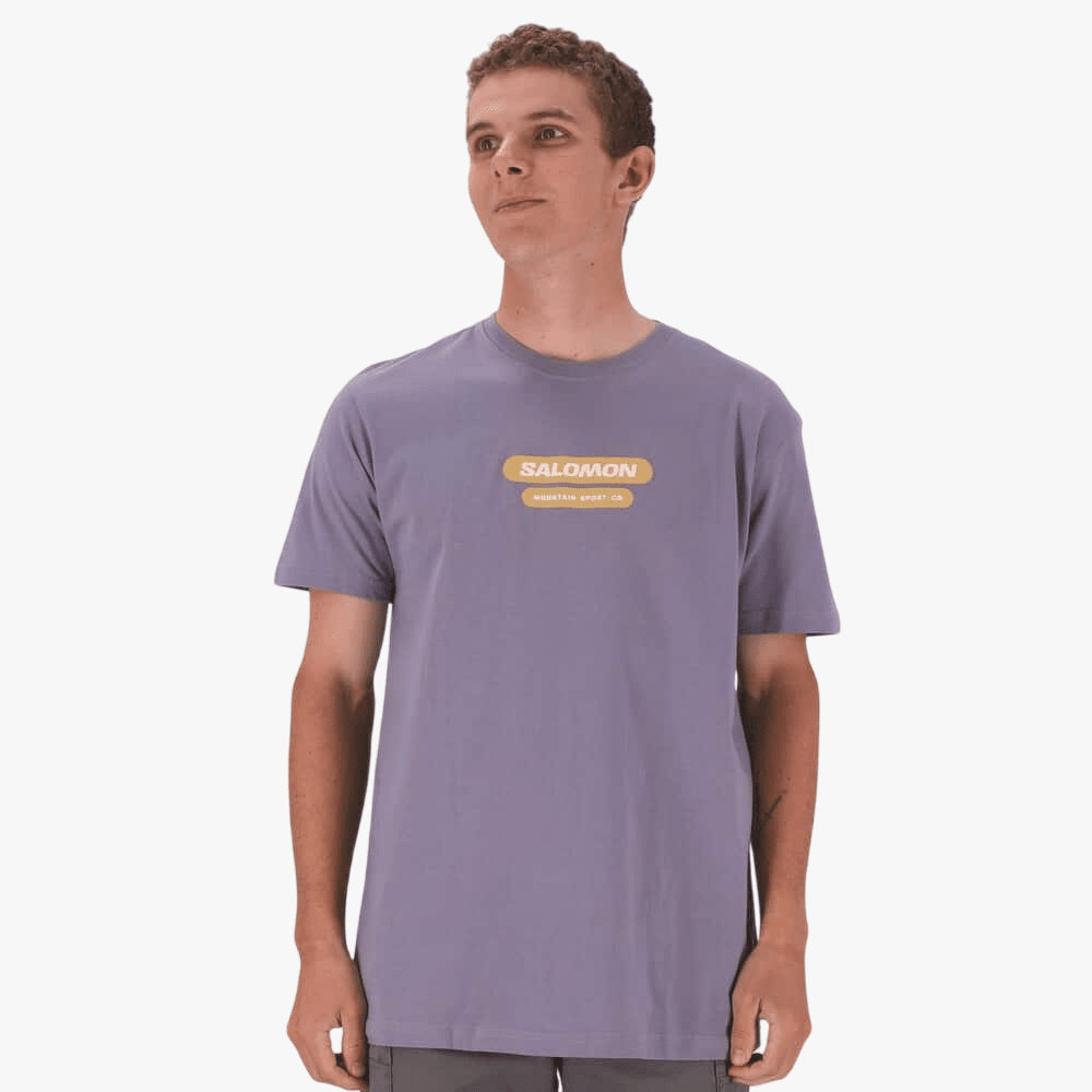 Salomon Mens Round Trip Short Sleeve Tee Blue Granite | Salomon
