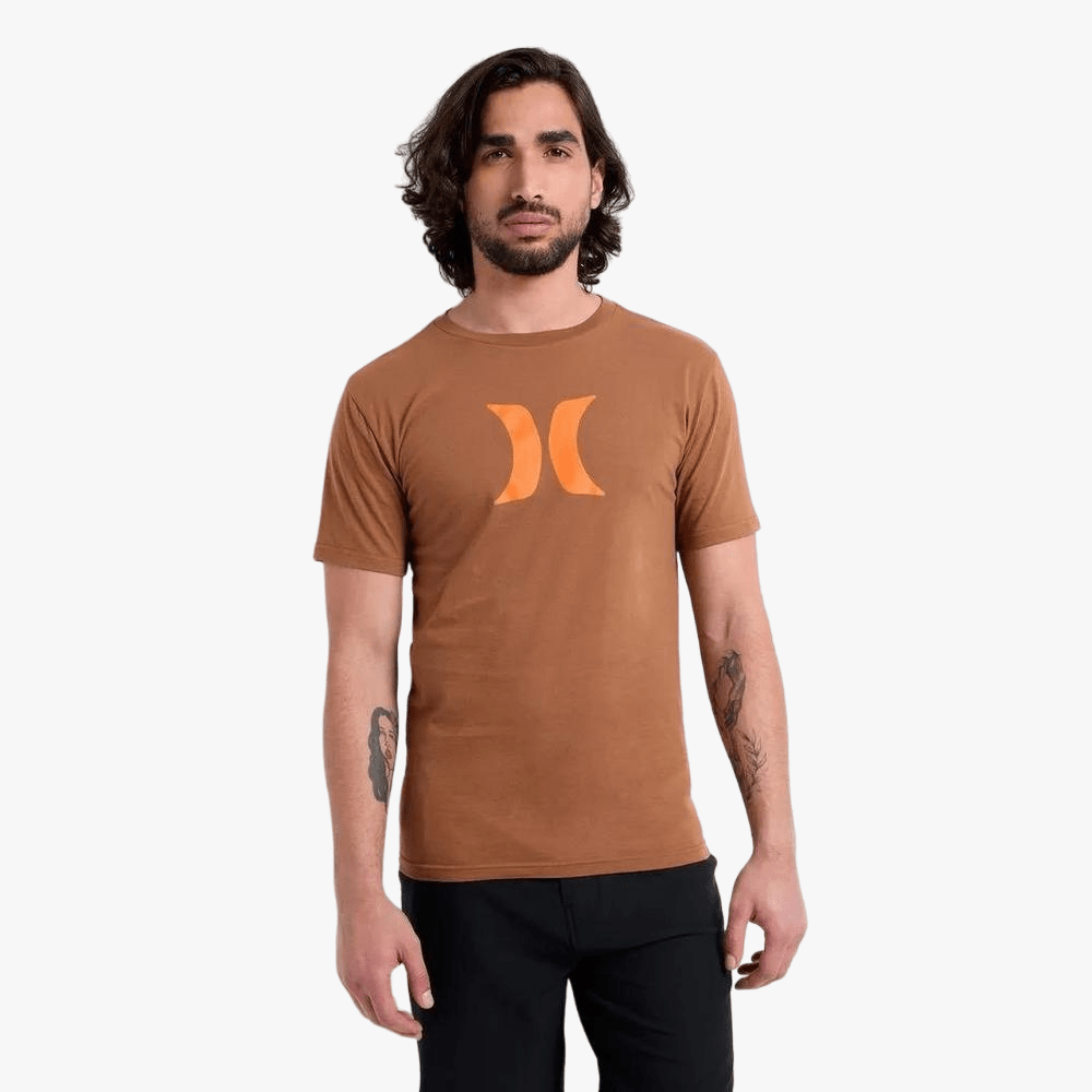 Hurley Mens Icon Core Short Sleeve Dark Camel | Hurley
