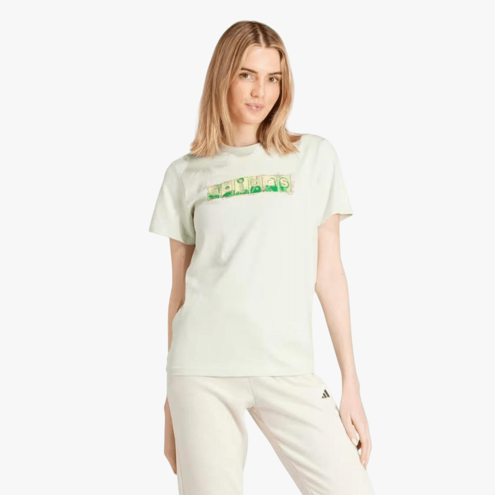 Adidas Womens Doodle Short Sleeve Tee Linen Green | Adidas