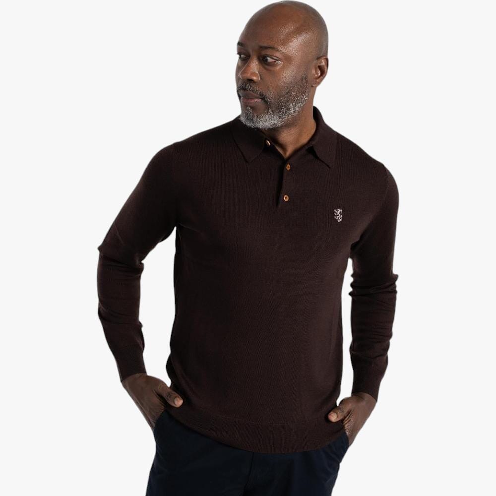 Pringle Mens Gary Long Sleeve Merino Golfer Black | Pringle