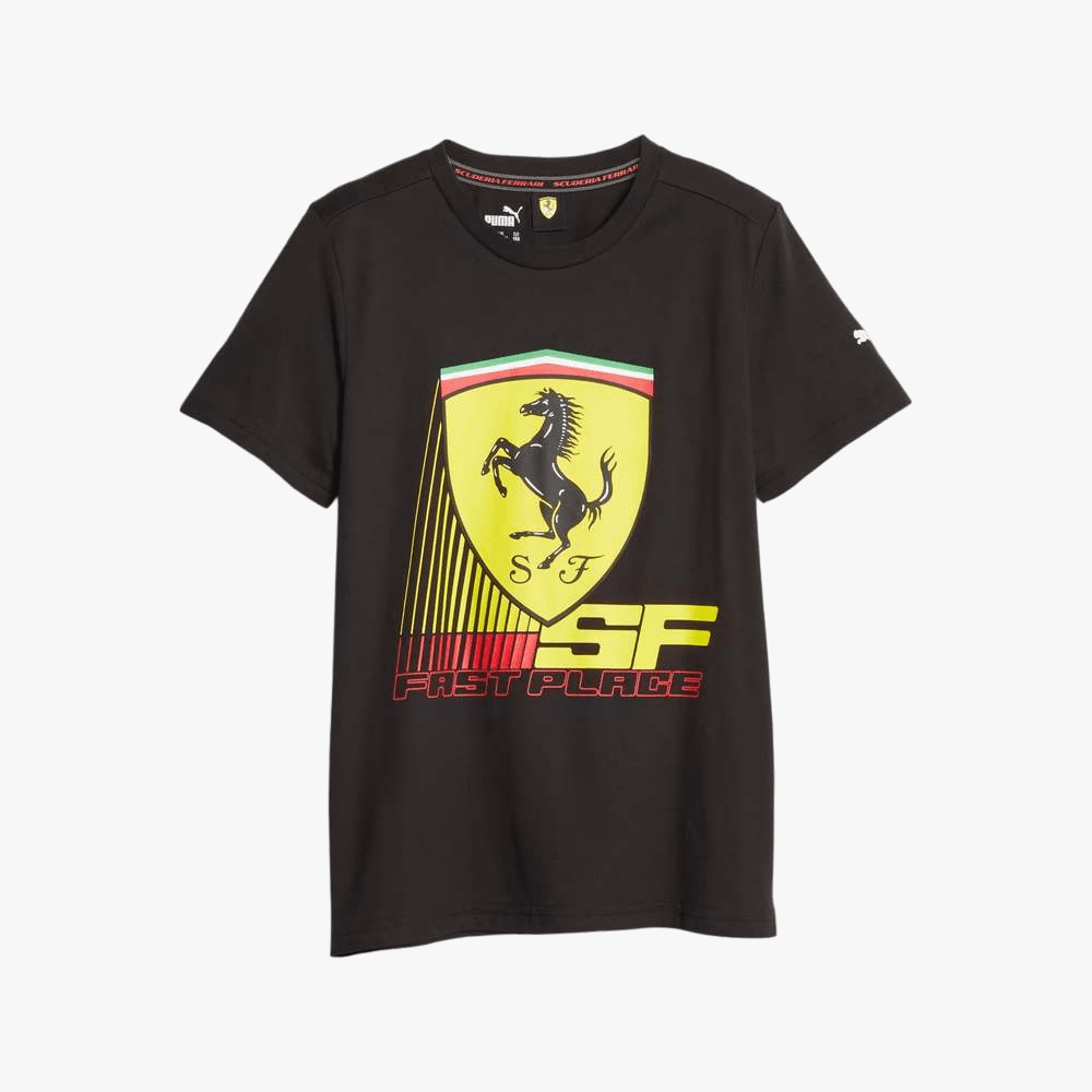 Puma Kids Ferrari Race Colored Big Shield Short Sleeve Tee Black | Puma