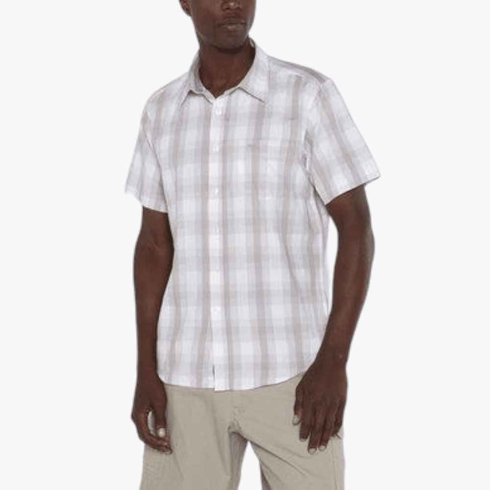 Jeep Mens Yd Checked Short Sleeve Shirt Khaki White | Jeep