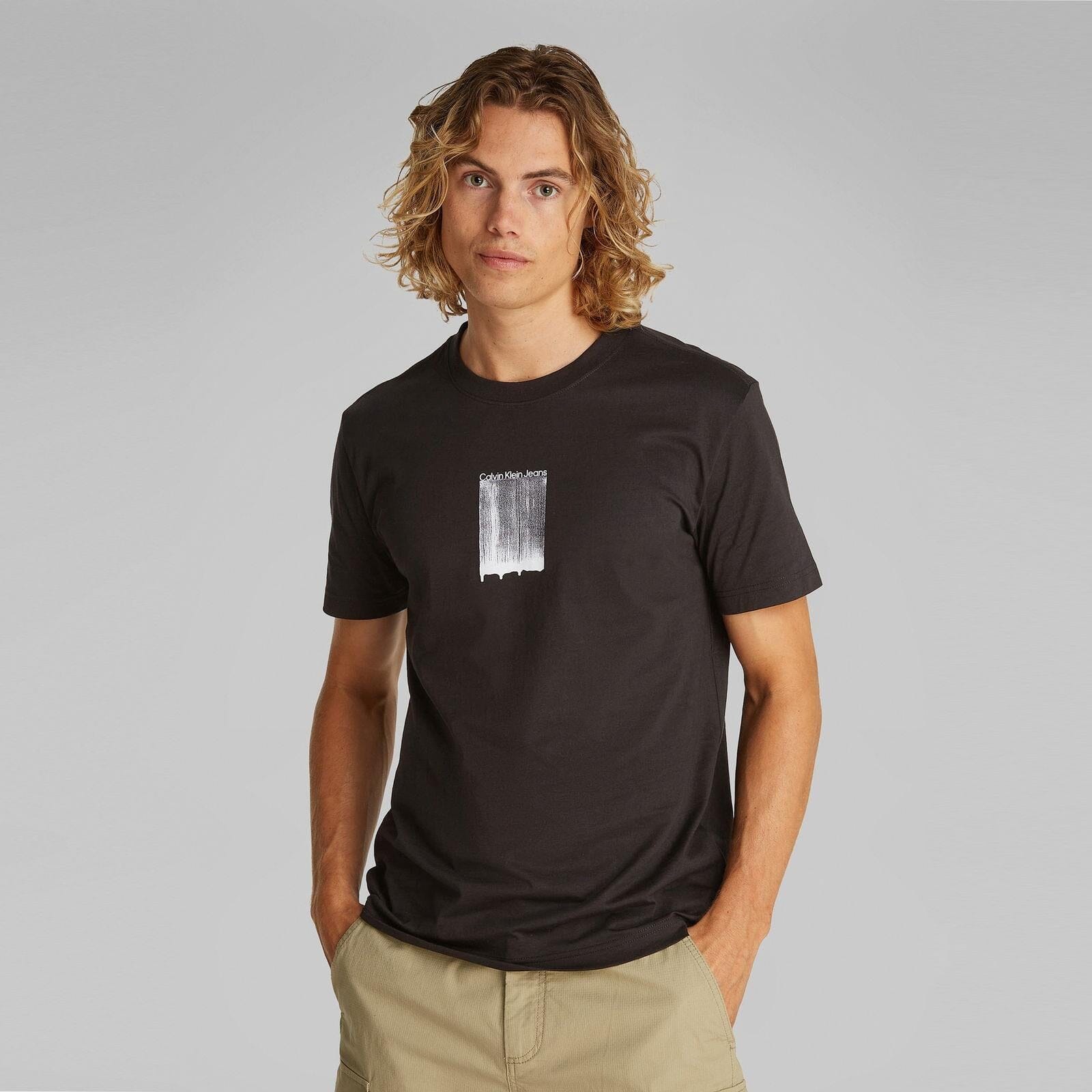 Calvin Klein Mens Brush Stroke Logo Tee Black | Calvin Klein