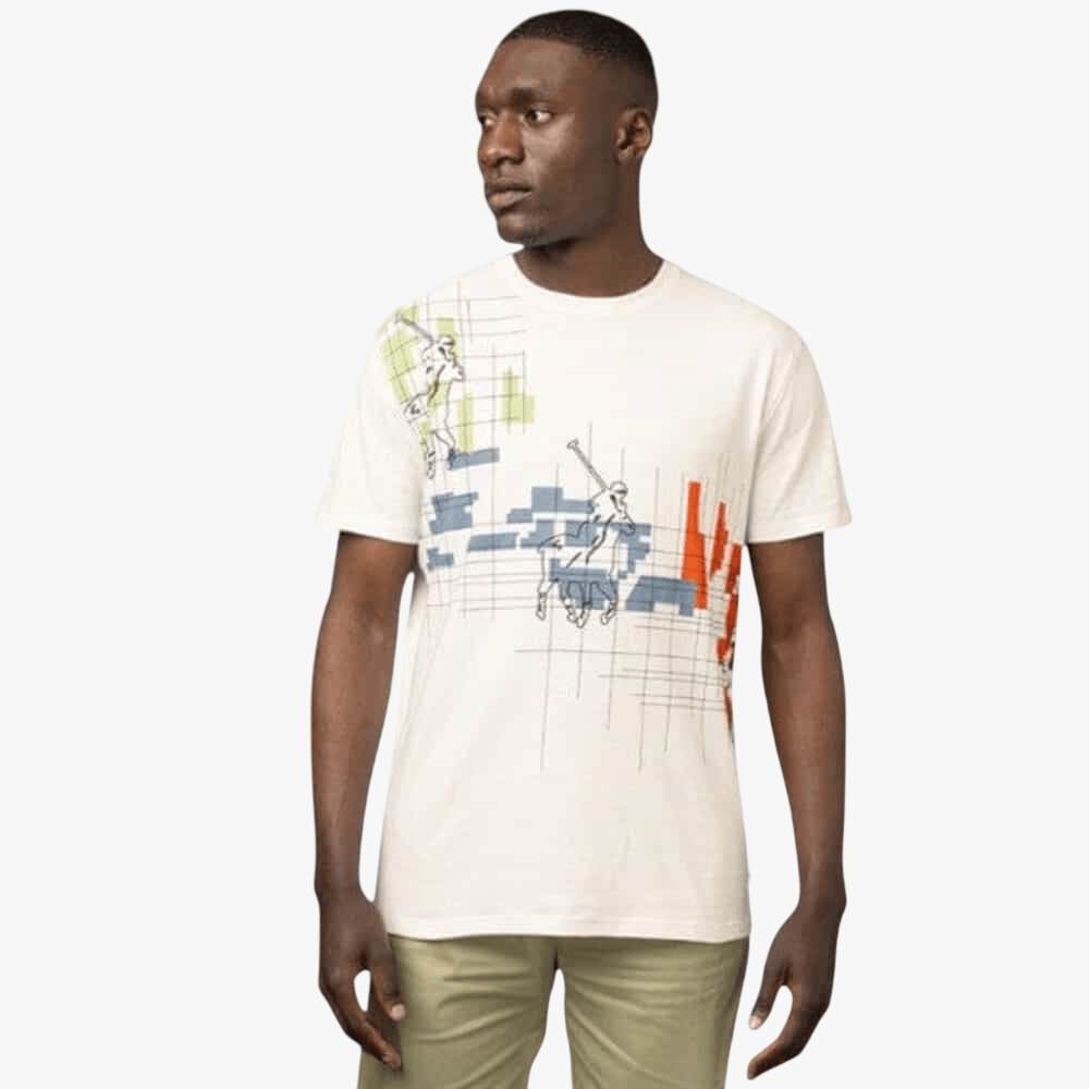 Polo Mens Distorted Printed Short Sleeve Tee Off White | Polo