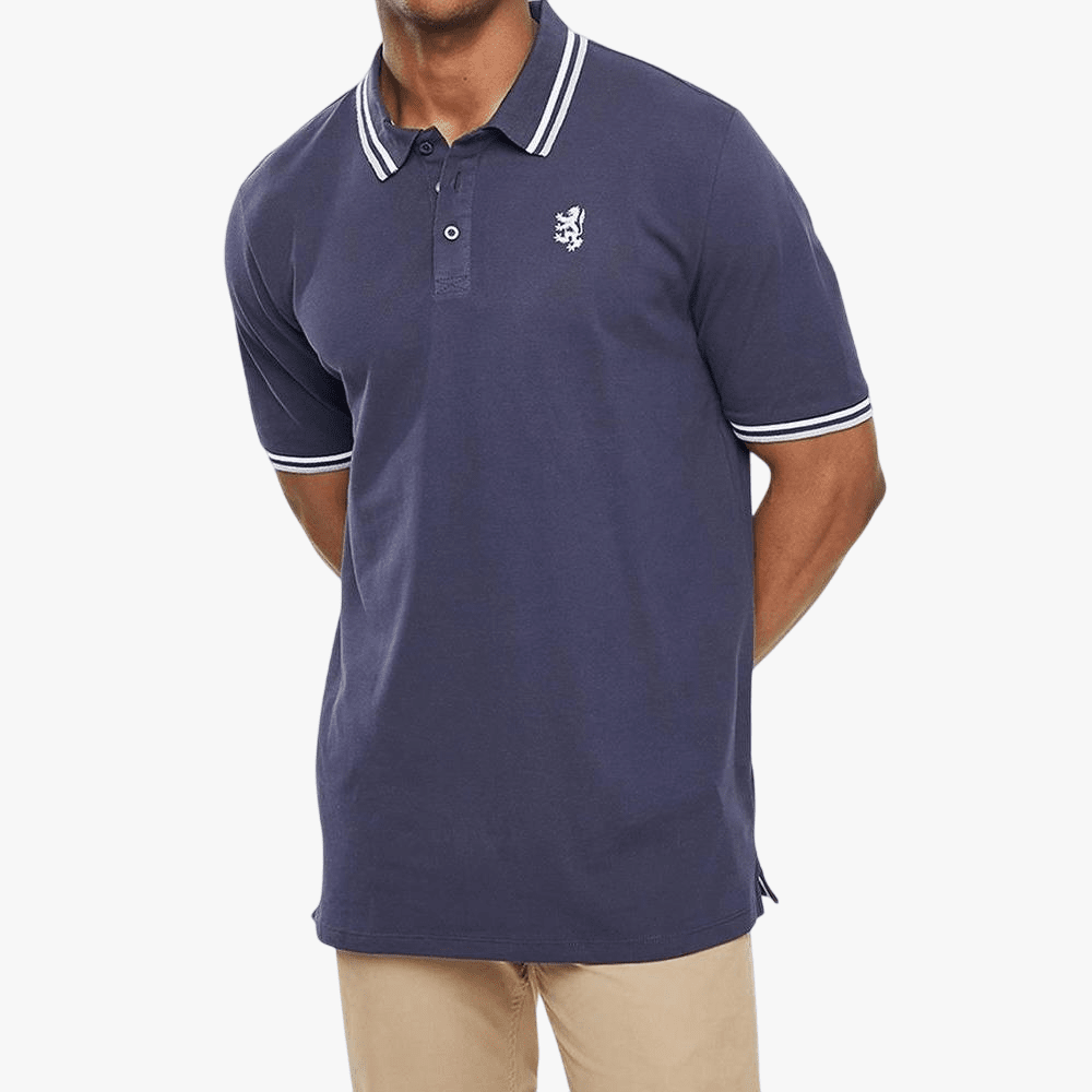 Pringle Mens 1Up Pique Short Sleeve Golfer Navy | Pringle