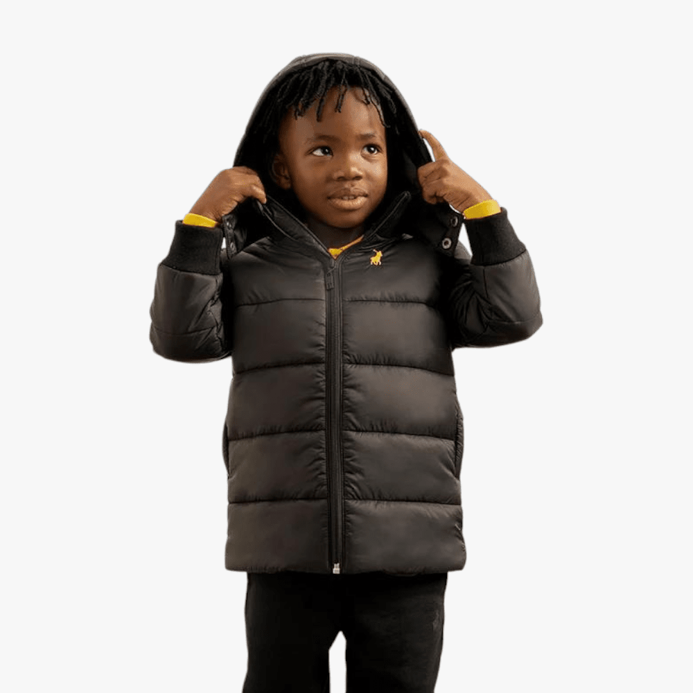 Polo Boys Jayden Hooded Puffer Jacket Black Polo