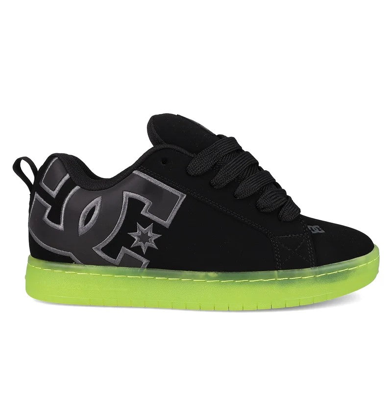 Dc Mens Court Graffik Se Sneaker Black Black Lime