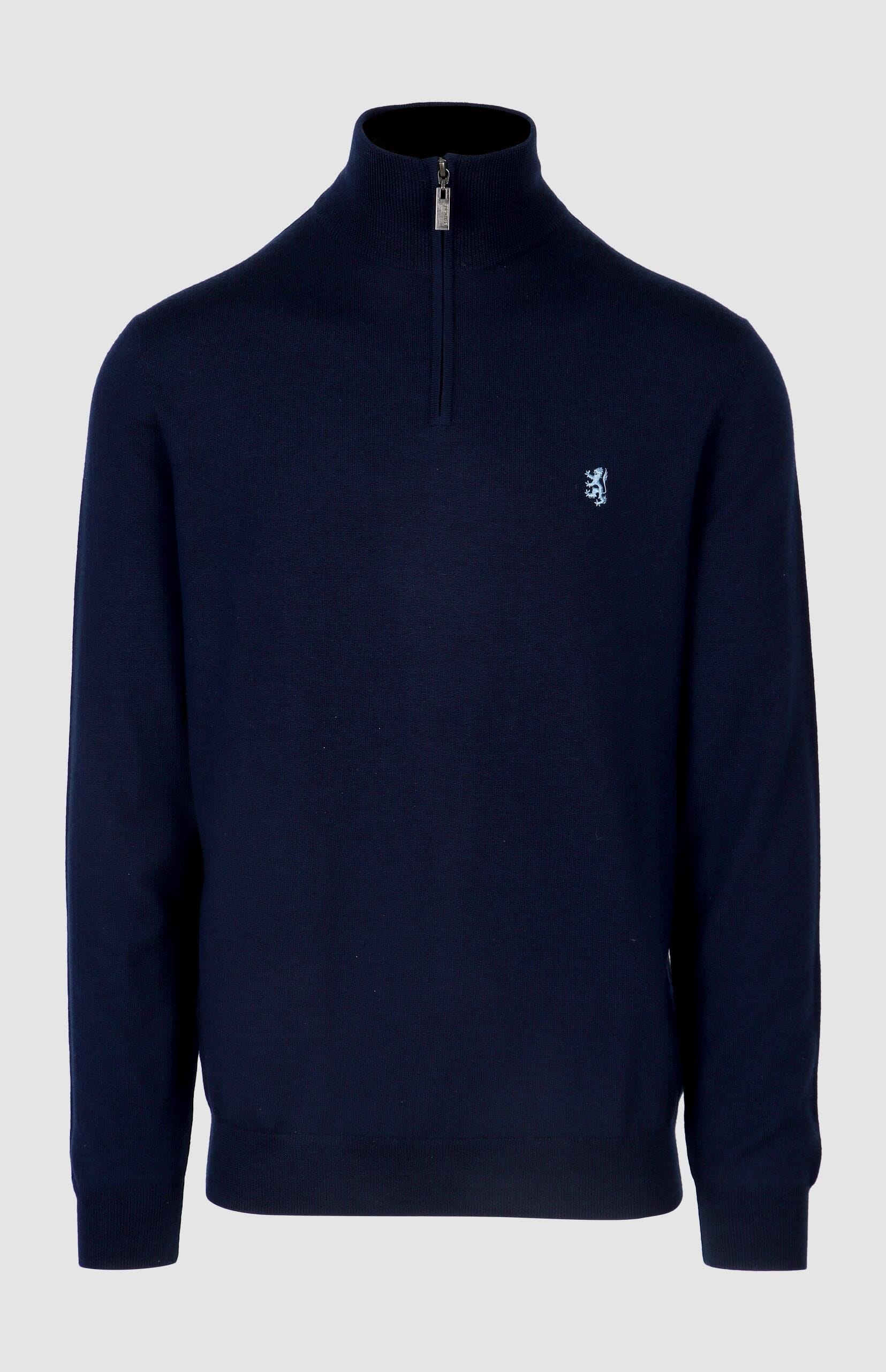 Pringle Mens Ernie 1/4 Zip Merino Wool Sweater Navy | Pringle