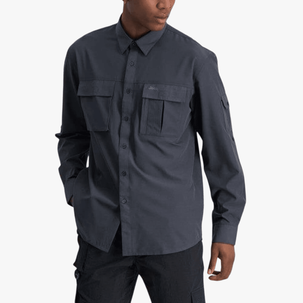 Jeep Mens Technical Utility Long Sleeve Shirt Charcoal | Jeep