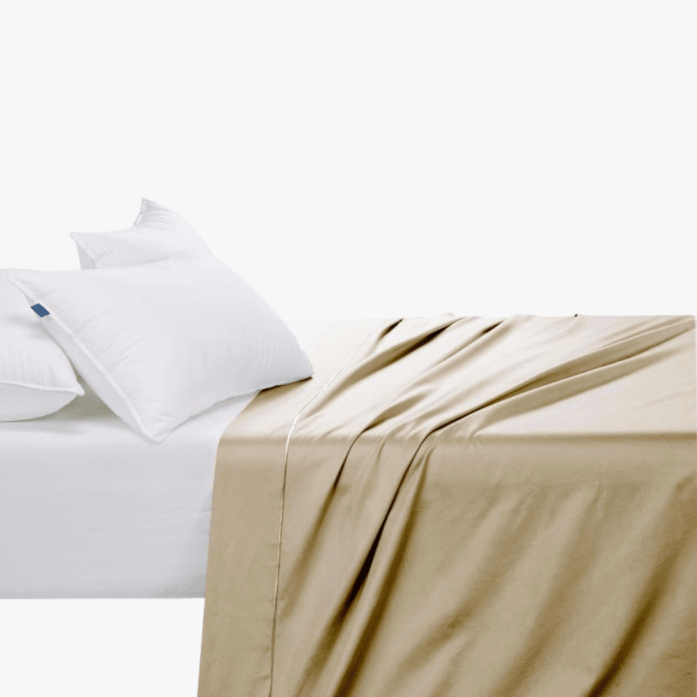 Cotton Co 400 Thread Super King Flat Sheet 270X300 Stone | Cotton Co