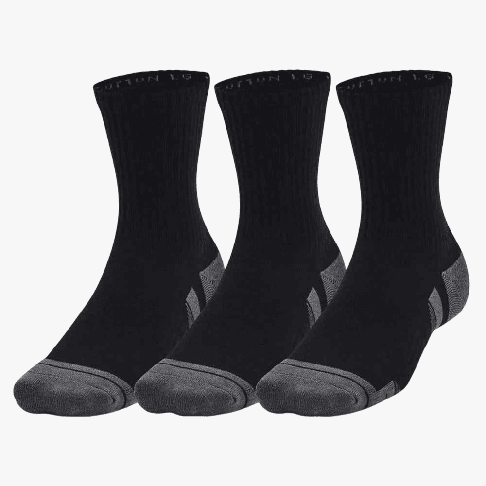 Under Armour Mens Performance Mid 3 Pack Socks Black 001 | Under Armour