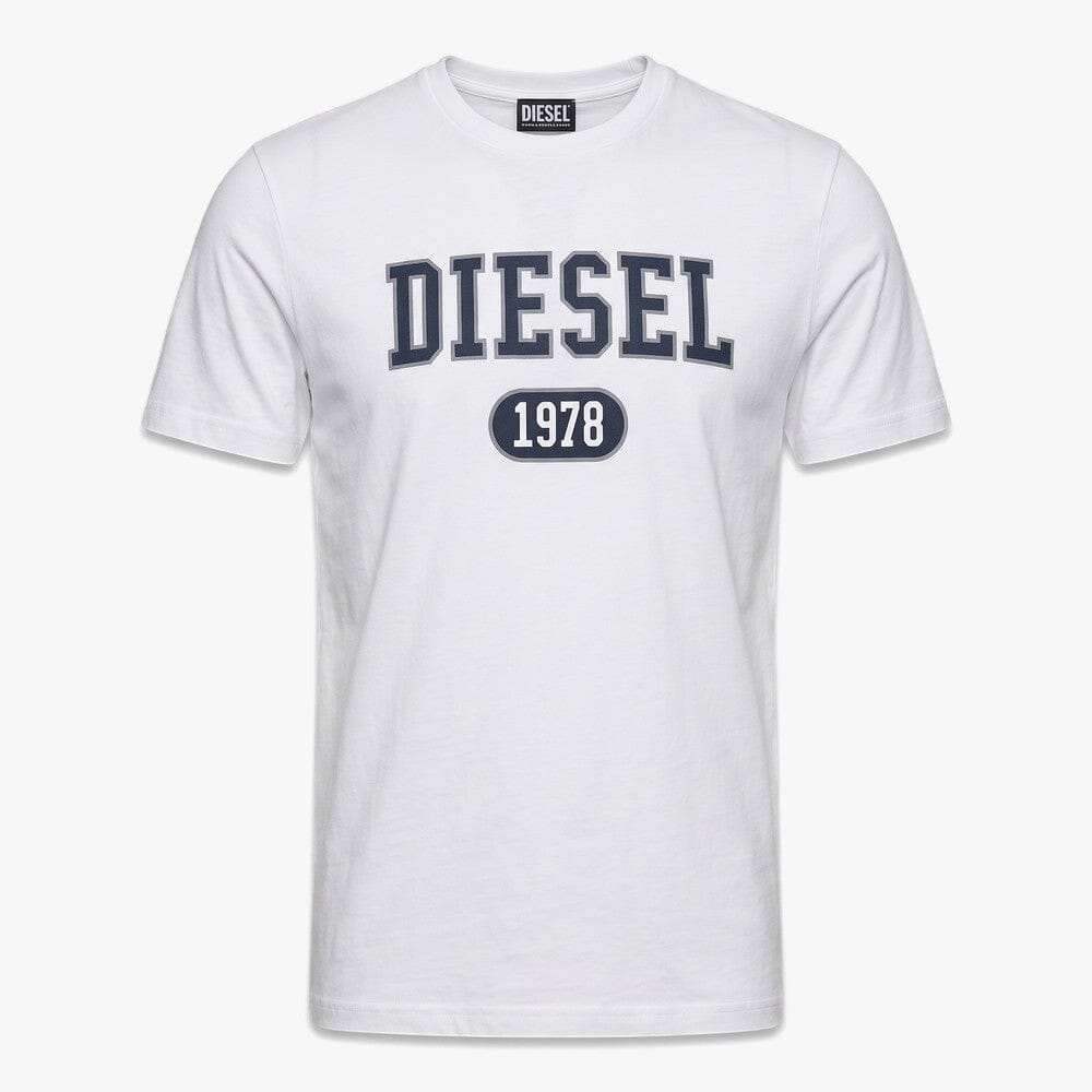 Diesel Mens Logo Varsity Tee 100 White | Diesel