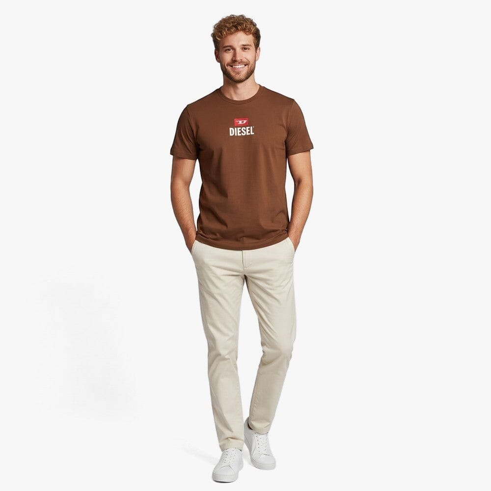 Diesel Mens Just Small New D Logo Deep Depths Tee 7Da Brown | Diesel