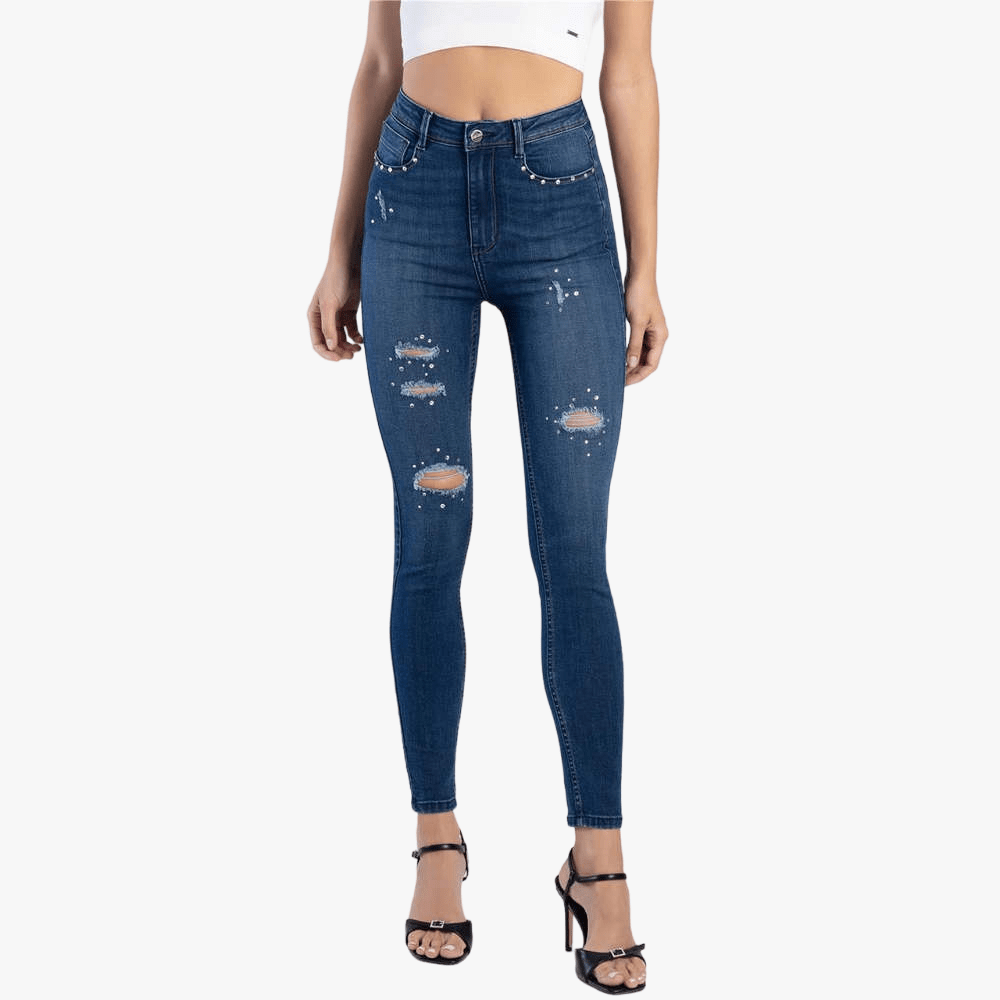 Sissy Boy High Waist Sexy Curvy Rips Pocket Embroid Jean Dk Vintage | Sissy Boy