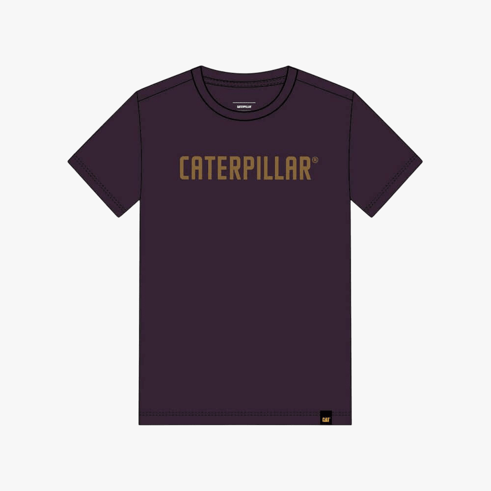 Caterpillar Mens Short Sleeve Puff Print Tee Raisin | Caterpillar