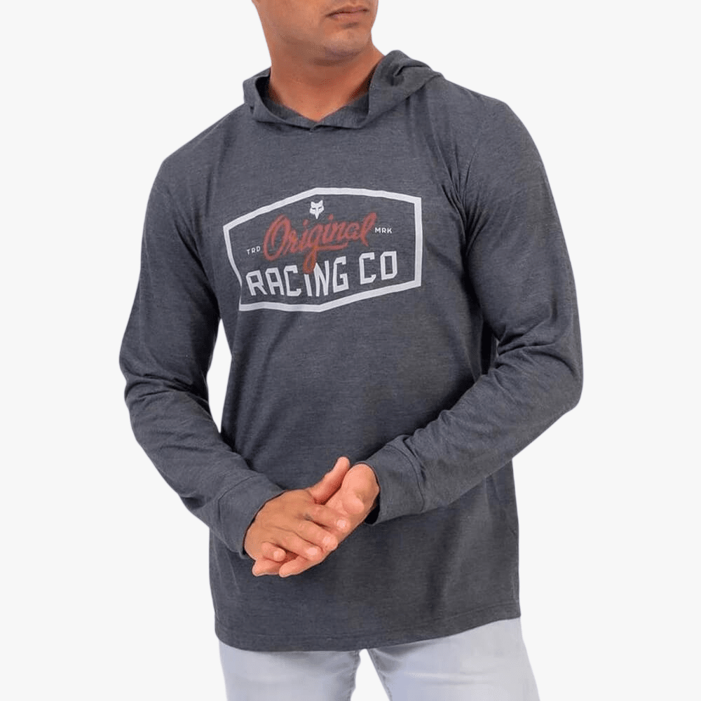 Fox Mens Sign Up Hooded Long Sleeve Top Heather Graphite | Fox