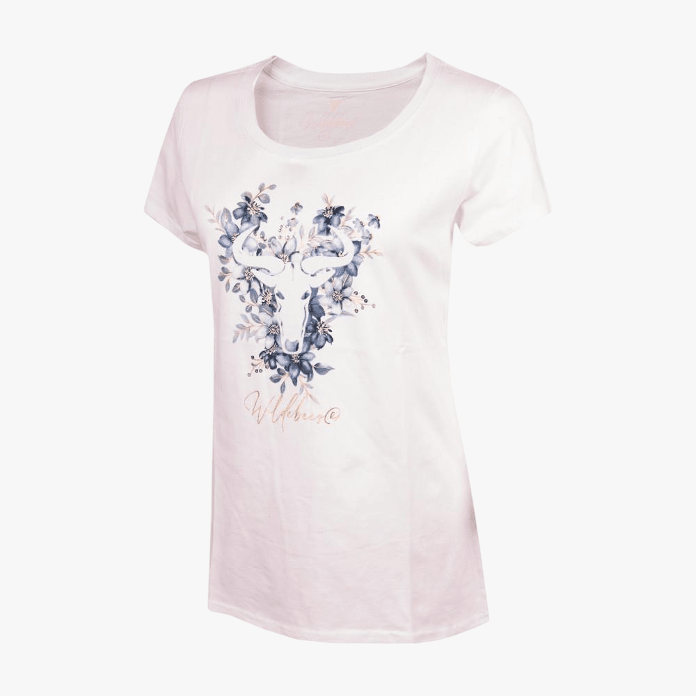 Wildebees Womens Punch Out Posey Short Sleeve Tee White | Wildebees