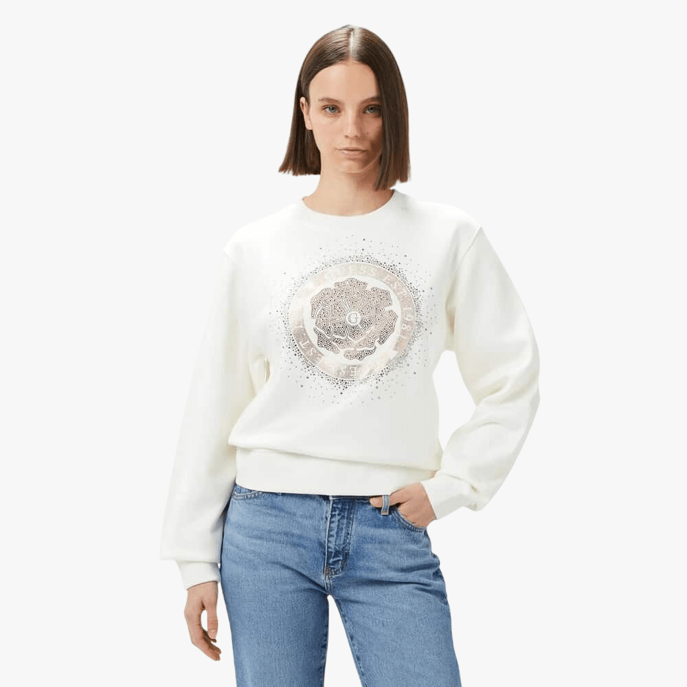 Guess Womens Peony Sweater Cream | Guess