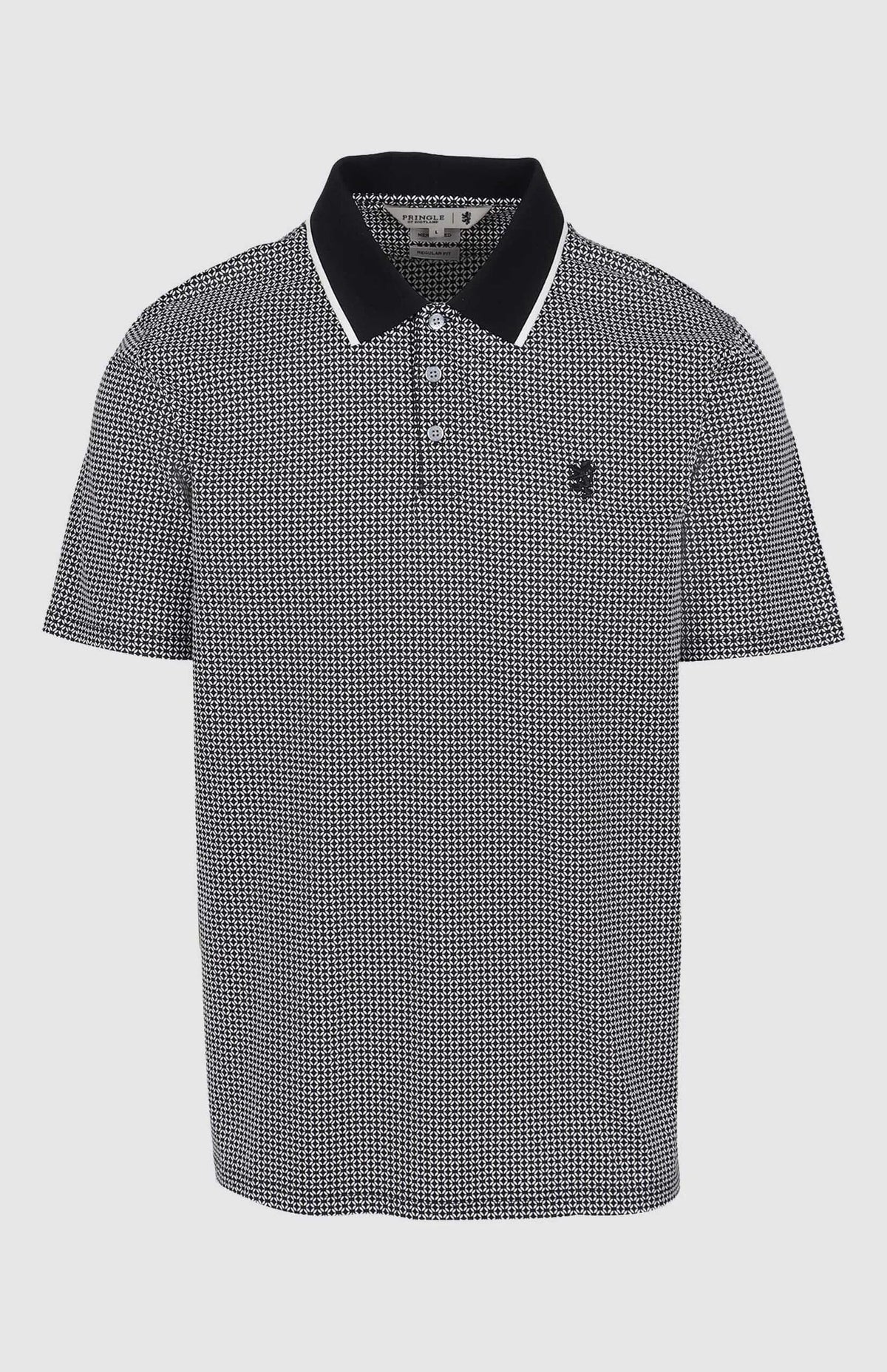 Pringle Mens Joel Printed Mercerised Golfer Black | Pringle