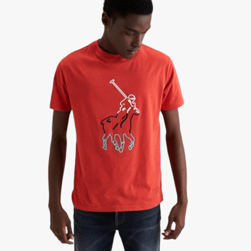 Polo Mens Noah Big Pony Crew Neck Short Sleeve Tee Red | Polo