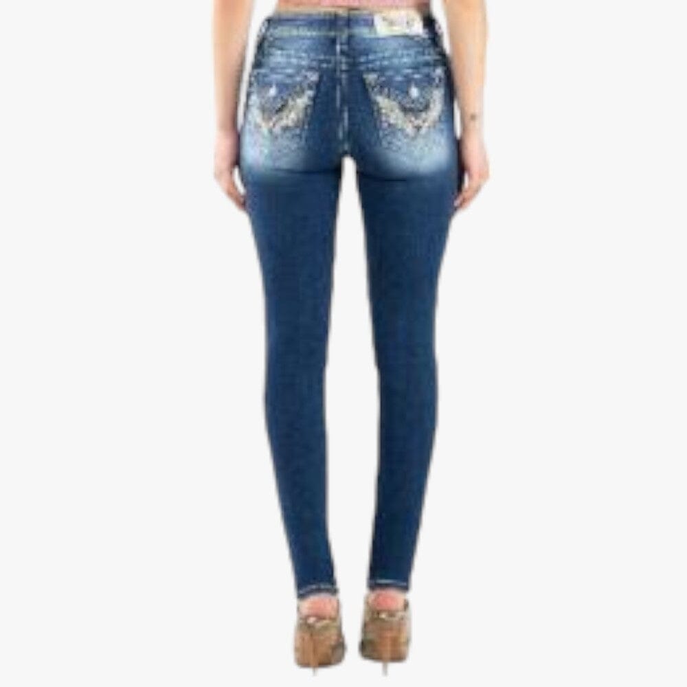 Miss Me Navajo Dreaming Mid Rise Skinny Jean Blue Wash Miss Me