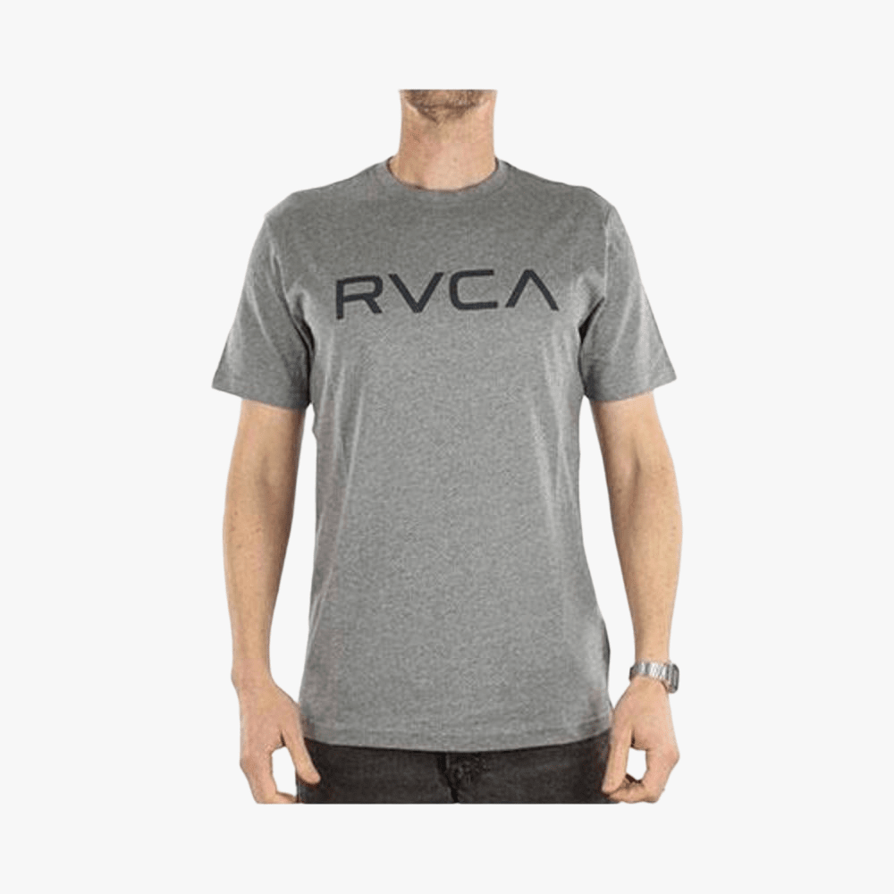 Rvca Mens Big Rvca Short Sleeve Tee Grey Noise Mocktwist Navy Logo | Rvca