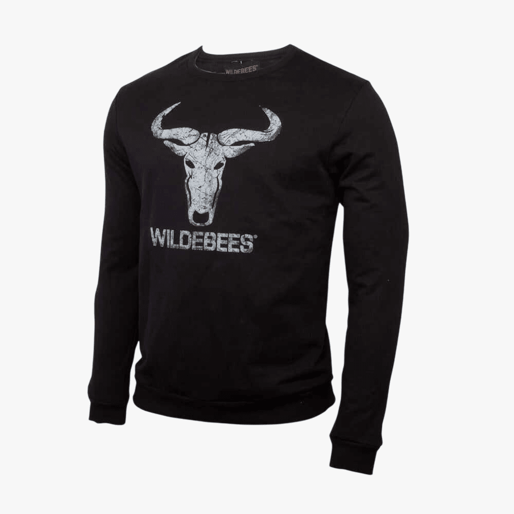 Wildebees Mens Embroid Crew Sweat Black | Wildebees