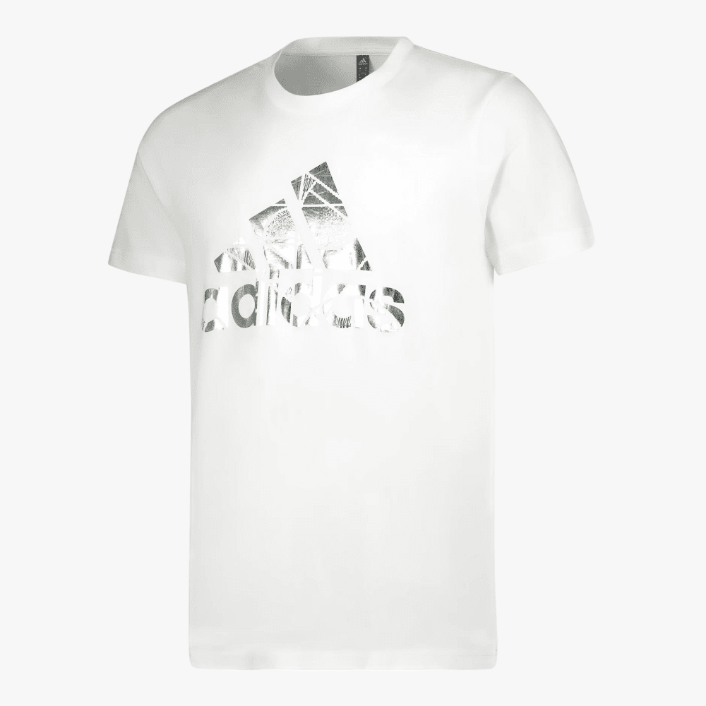 adidas Mens Foil Badge Of Sport Graphic Short Sleeve Tee White adidas