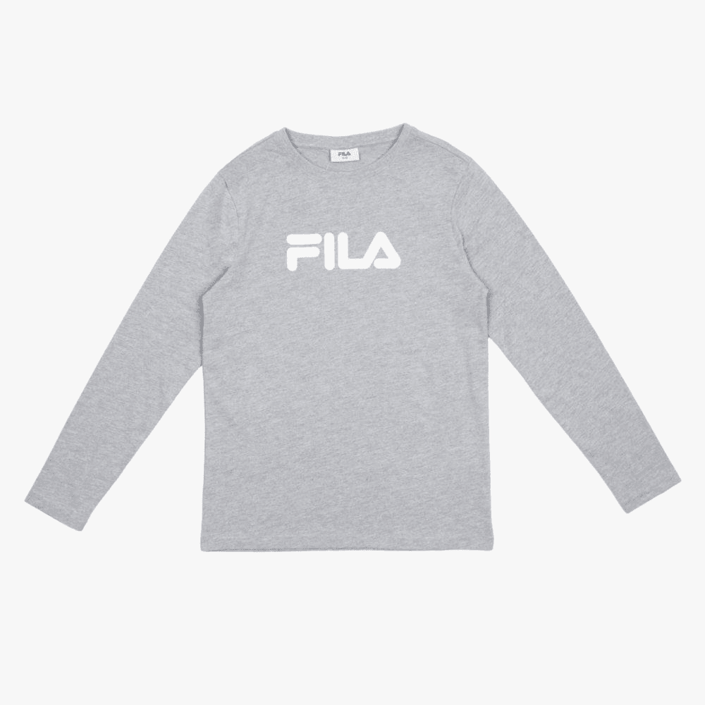 Fila Kids Mono Deckle Long Sleeve Tee Shirt Grey Mel Fila