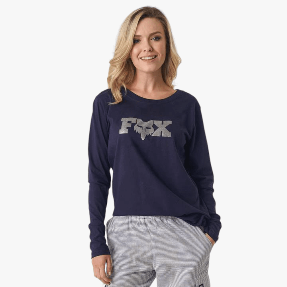 Fox Womens Heritage Dots Long Sleeve Tee Navy Fox
