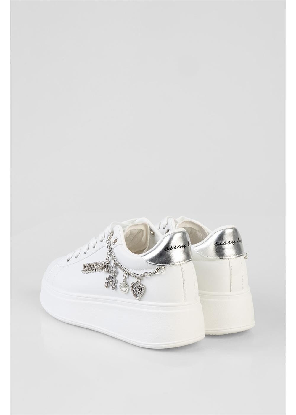 Sissy Boy Tatum Platform Sneaker White Silver | Sissy Boy