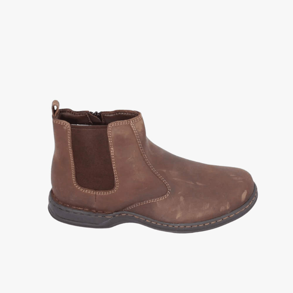 Hush Puppies Mens Sam Chelsea Chestnut Brown Oily Pull Up Leather | Hush Puppies