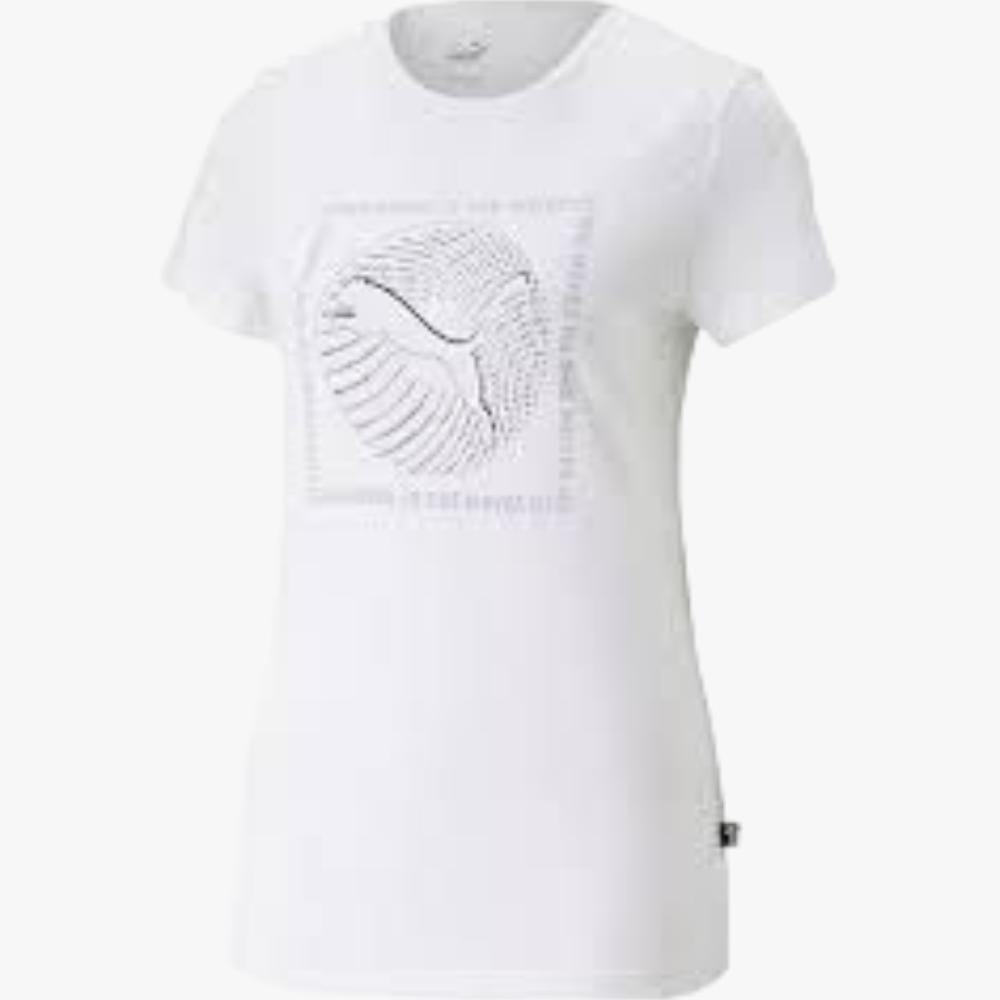 Puma Womens Graphics She Moves Short Sleeve Tee White Puma