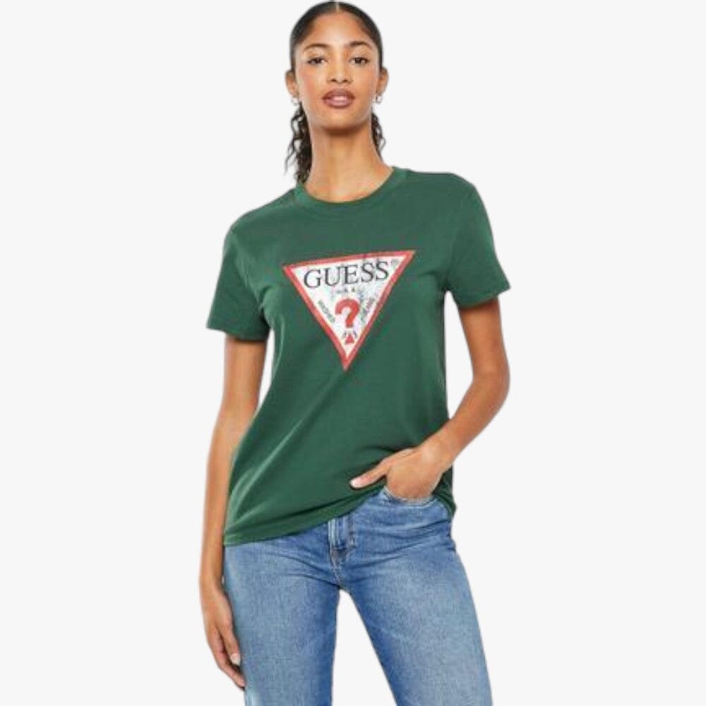 Guess Ladies Eco Classic Logo Tee Green