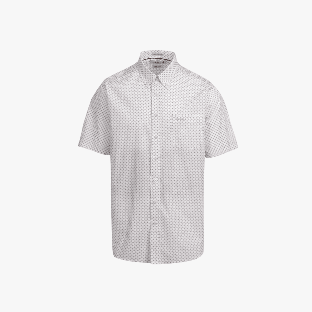 Pringle Mens Carson Micro Geo Print Short Sleeve Shirt White | Pringle
