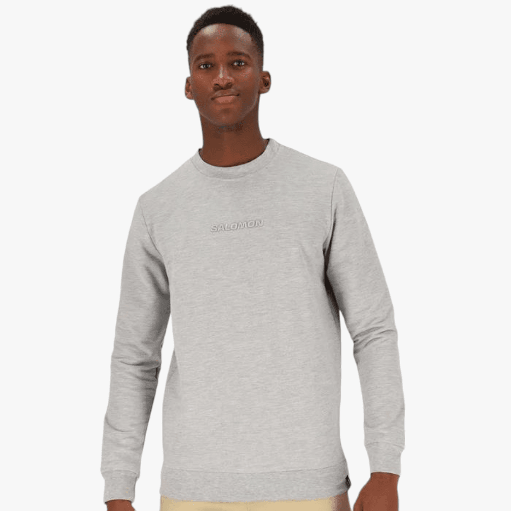 Salomon Mens Submerge Crew Fleece Sweater Grey Mel | Salomon