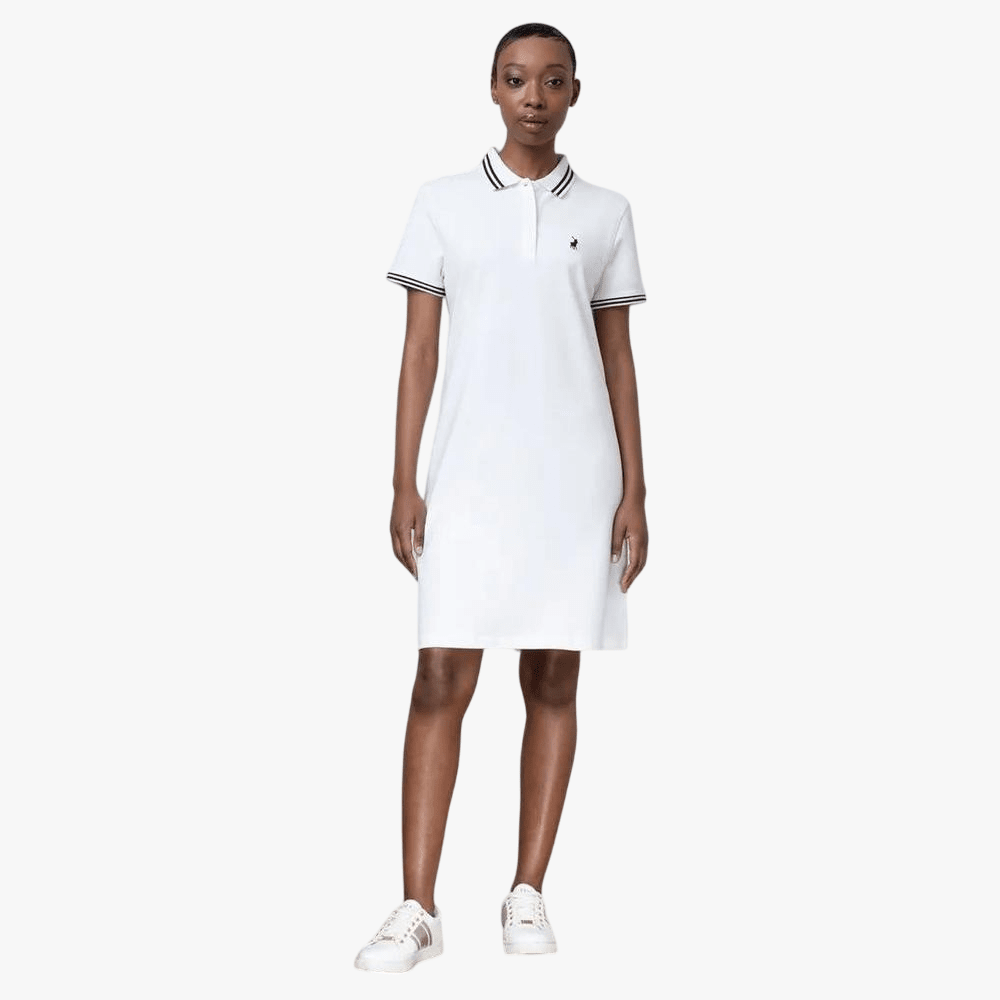 Polo Womens Leah Stretch Short Sleeve Golfer Dress White | Polo