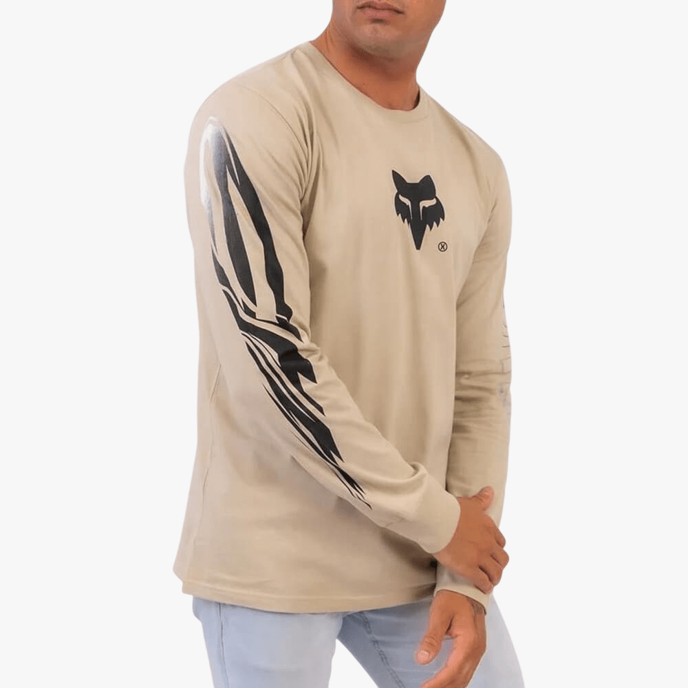 Fox Mens X Long Sleeve Tee Tan | Fox