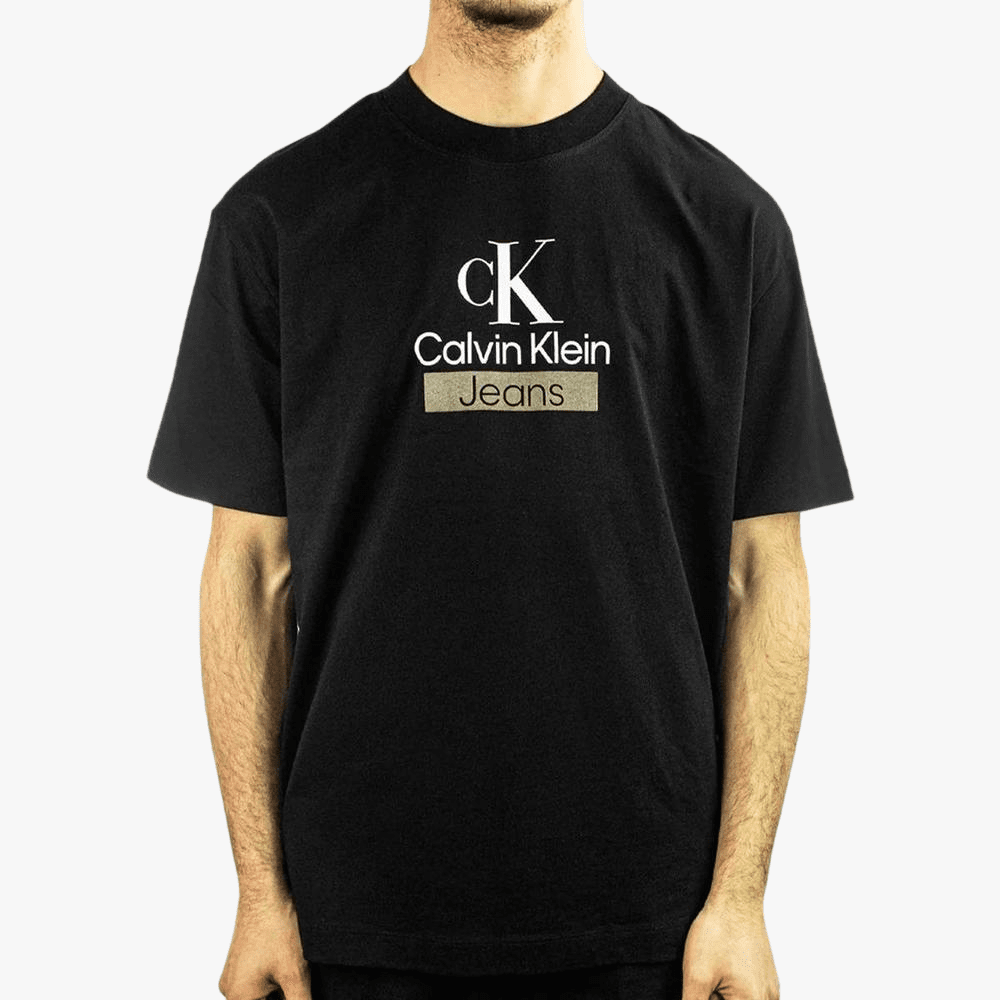 Calvin Klein Mens Stacked Archival Short Sleeve Tee Black | Calvin Klein
