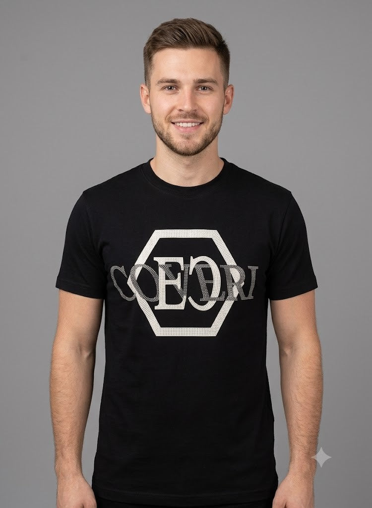 Enrico Coveri Mens Bling Tee Black