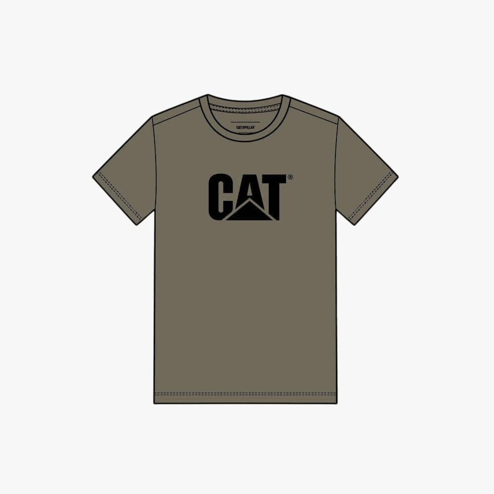 Caterpillar Mens Logo Short Sleeve Tee Fossil Black | Caterpillar