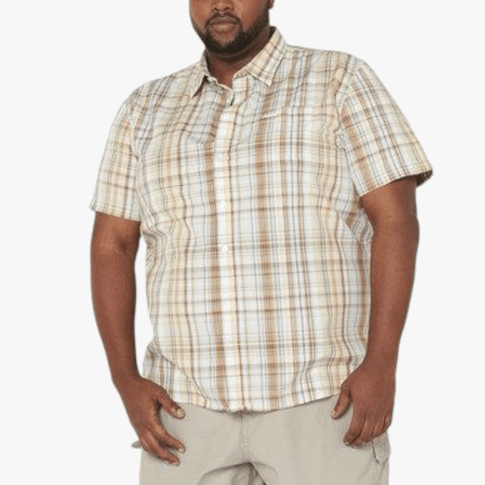 Jeep Mens Yarn Dyed Check Short Sleeve Shirt Butter | Jeep