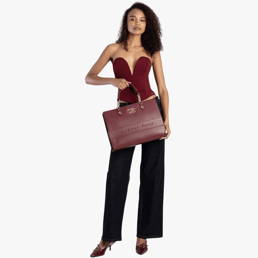 Sissy Boy Debossed Shopper Handbag Burgandy | Sissy Boy