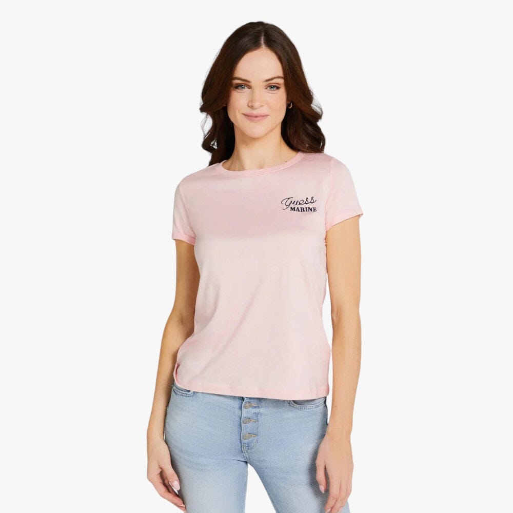 Guess Womens Marine Logo Short Sleeve Tee Pink | Guess